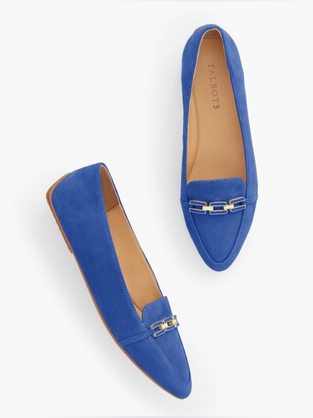TALBOTS FRANCESCA LINK SUEDE DRIVING FLATS Blue 8M NEW